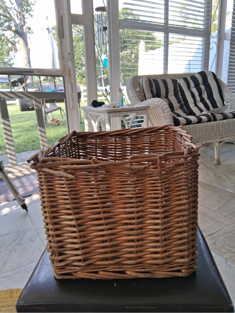 Woven Rattan Storage Basket - Natural Brown